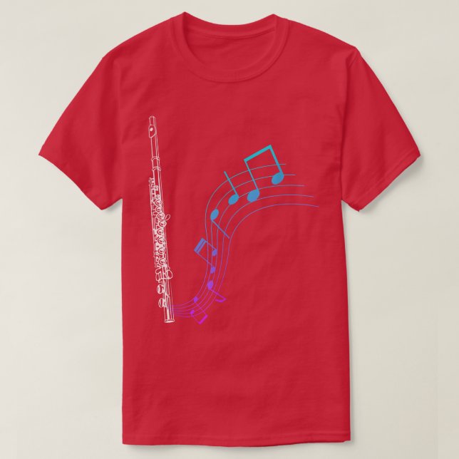 Camiseta Notes Music Sheet Transverse Flute 2118 (Frente do Design)