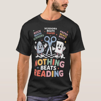 Camiseta Nothing Beats Reading Teacher Librarian Rock Paper