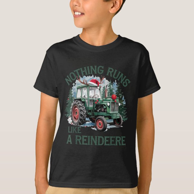 Camiseta Nothing Runs Like A Reindeer Christmas Tractor Far (Frente)