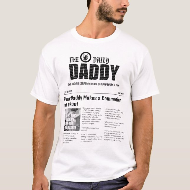 Camiseta "Notícias Diárias do Pai" , onde Pais Punny fazem  (Frente)