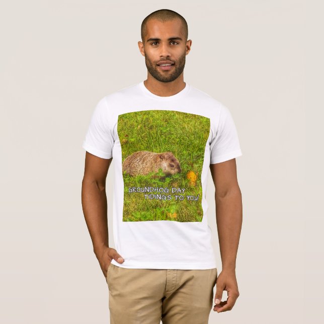 Camiseta Notícias do Dia da Marmota para você! (Frente Completa)
