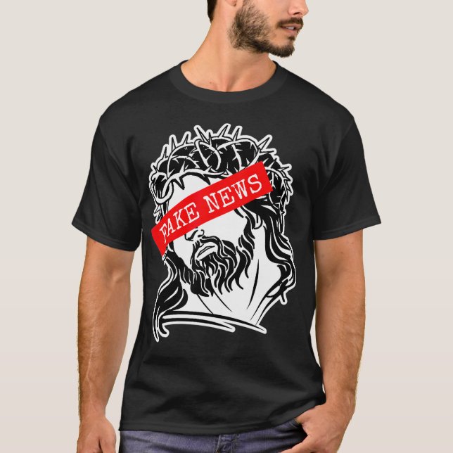Camiseta Notícias Falso Jesus Inspirou Falso Fal Relacionad (Frente)