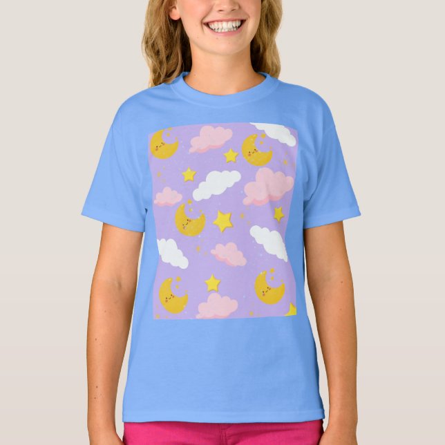 Camiseta Noturna Céu Estrelado com Nuvens e Lua So (Frente)
