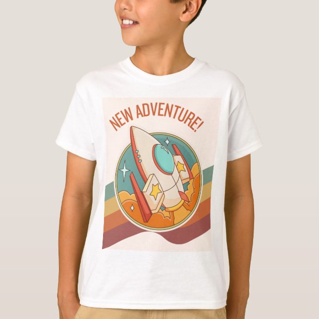 Camiseta nova aventura em foguetes (Frente)