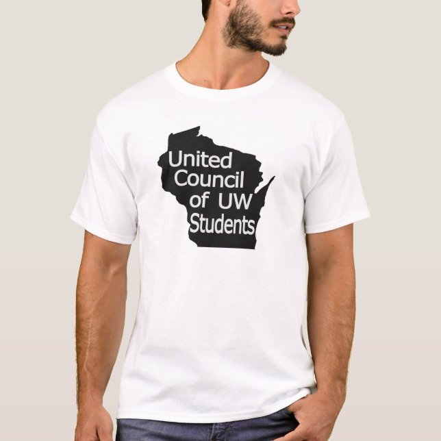 Camiseta Nova Cinza de logotipo do Conselho Unidos em preto (Frente)