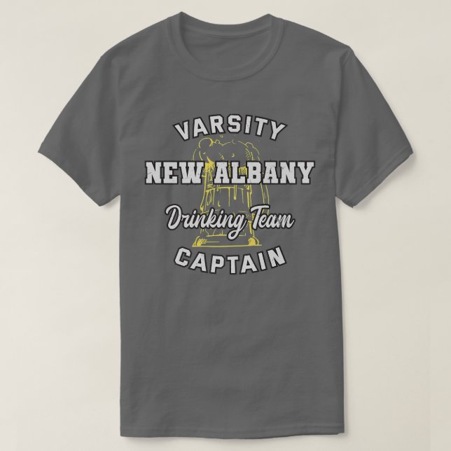 Camiseta Nova Equipe de Bebendo de Albany, Capitão Indiana  (Frente do Design)