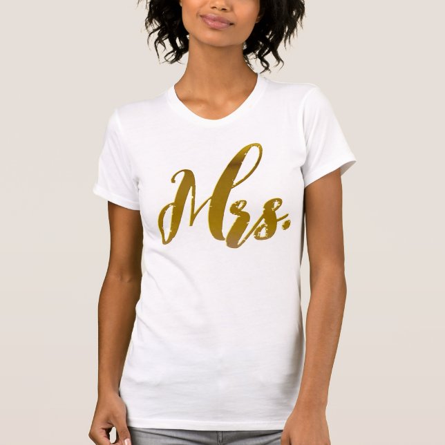 Camiseta Nova Esposa Nova Noiva Sra. Metallic Gold Foil Tex (Frente)