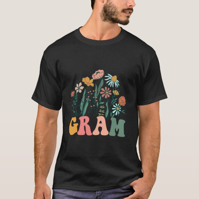 Camiseta Nova Gram Wildflower Primeiro Chá de fraldas de An (Frente)