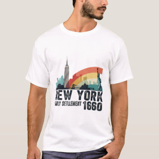 Camiseta Nova Iorque 1960 - Vintage Color Skyline Retro G