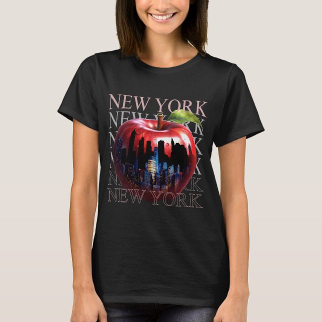 Camiseta Nova Iorque, a Grande Fruta da Maçã Silhouette (Frente)