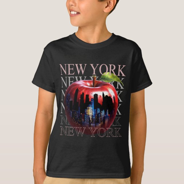 Camiseta Nova Iorque, a Grande Fruta da Maçã Silhouette (Frente)