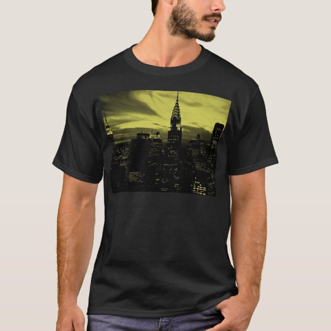 Camiseta Nova Iorque amarelo pontilhado preto (Frente)