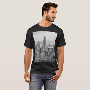 Camiseta Nova Iorque clássico preto e branco monocromático