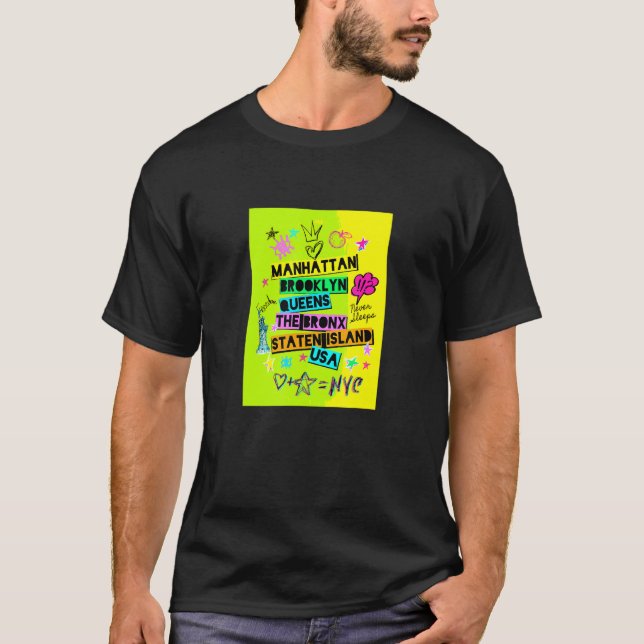 Camiseta Nova Iorque Colorida 5 Avenida legal Masculina (Frente)