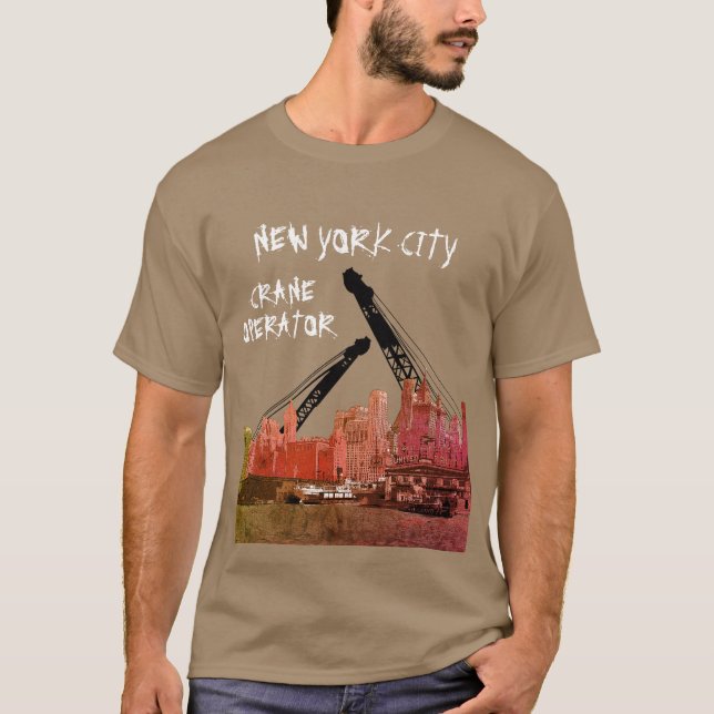 Camiseta Nova Iorque Crane Operador Skyline 1930 (Frente)