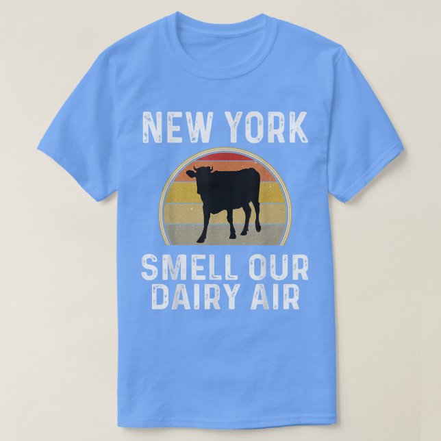 Camiseta Nova Iorque Dairy Farmer Cheira A Nossa Leiteira L (Frente do Design)