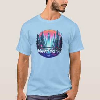 Camiseta Nova Iorque das luzes de neon
