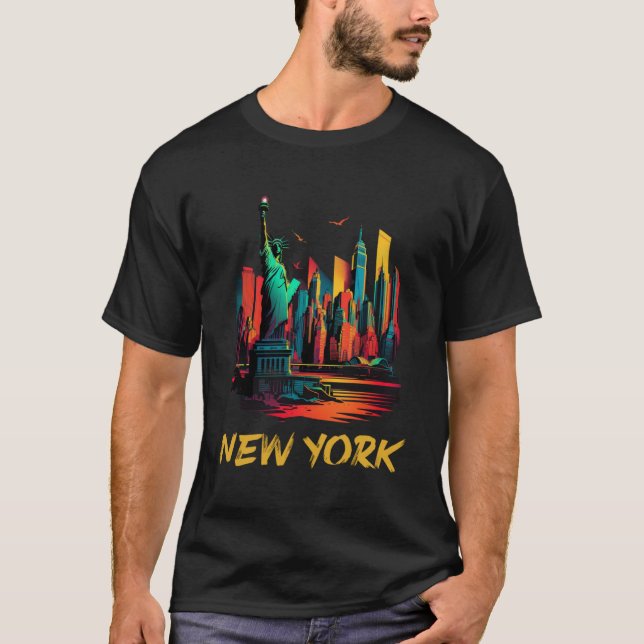 Camiseta Nova Iorque do New York Landmark New York Souvenir (Frente)