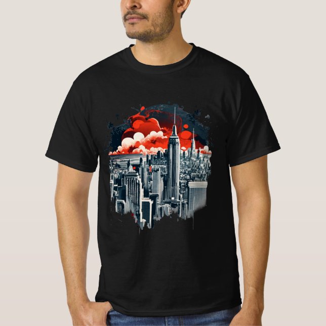 Camiseta Nova Iorque Manhattan skyline T-Shirt design (Frente)