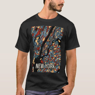 Camiseta Nova Iorque Map - Abstrato de tons de terror color