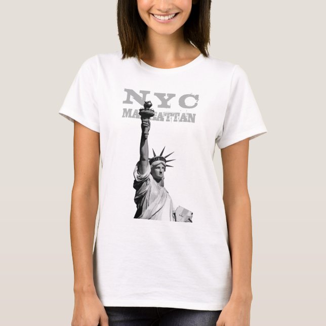 Camiseta Nova Iorque Nyc Liberty Estátua Manhattan Mulheres (Frente)