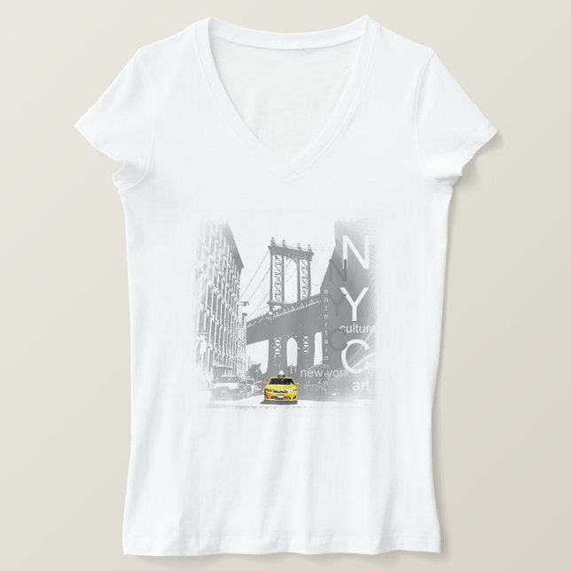 Camiseta Nova Iorque Nyc Living Yellow Taxi Pop Art (Frente do Design)
