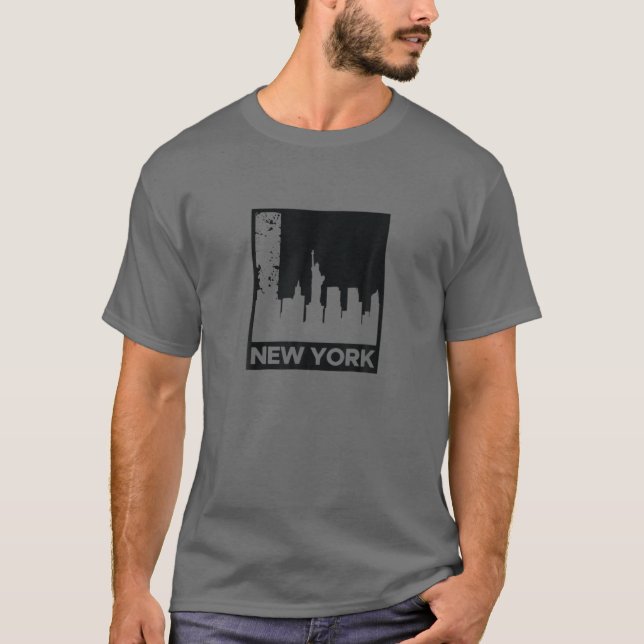 Camiseta Nova Iorque NYC Skyline Retro 70S 80S Sunset Str (Frente)