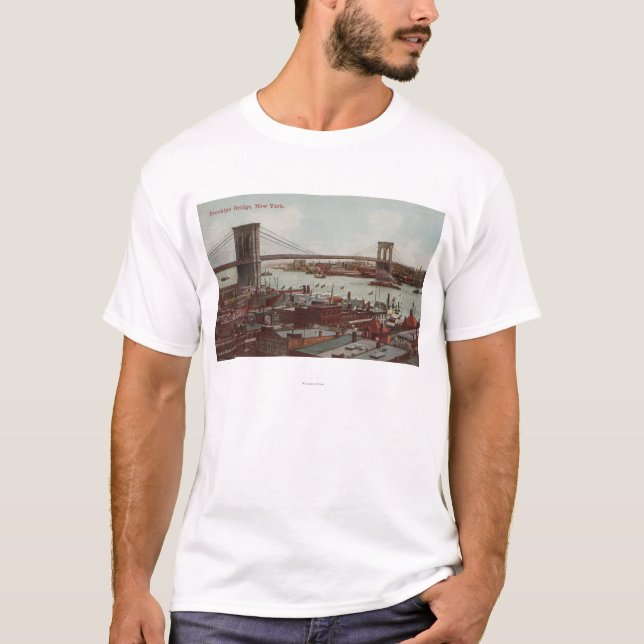 Camiseta Nova Iorque, NYView da ponte de Brooklyn (Frente)