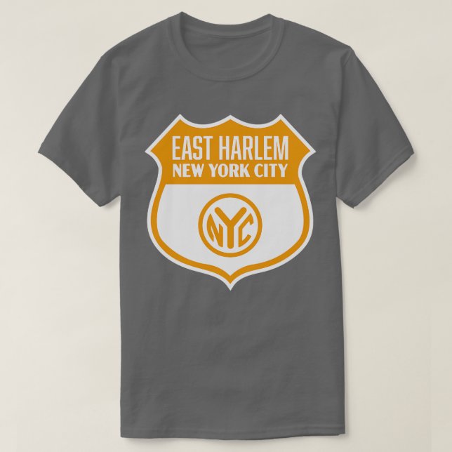 Camiseta Nova Iorque Retro Token Shield do East Harlem Dour (Frente do Design)