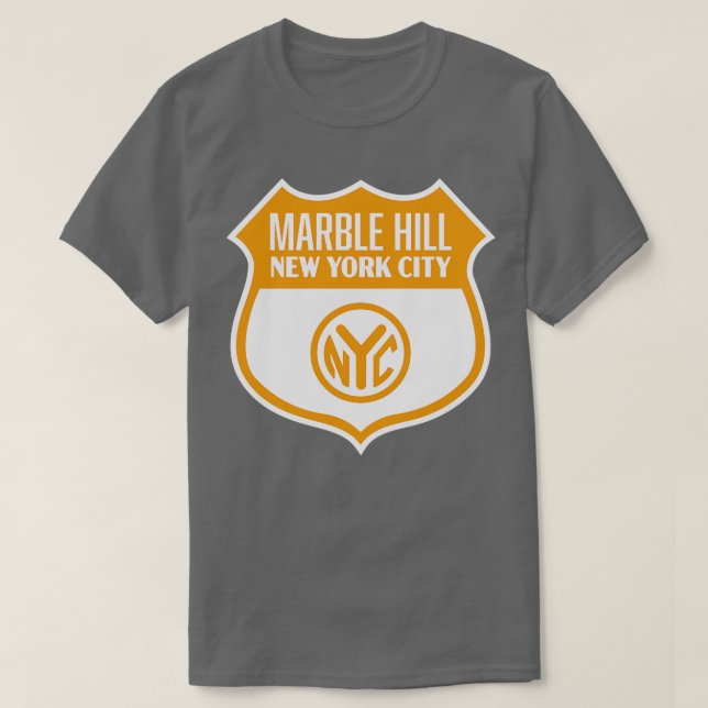 Camiseta Nova Iorque Retro Token Shield do Marble Hill Dour (Frente do Design)
