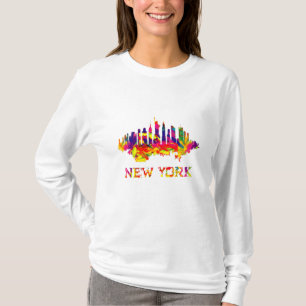 Camiseta Nova Iorque skyline brilhante colorido