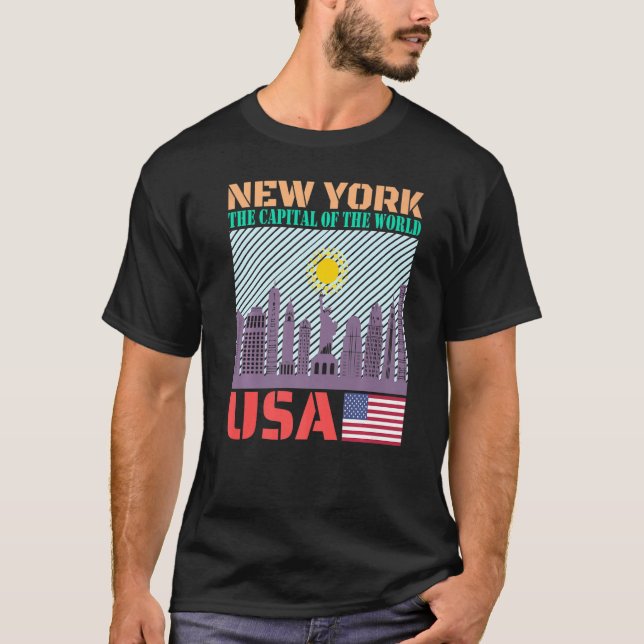 Camiseta Nova Iorque Skyline Country City Skyline Landmar (Frente)