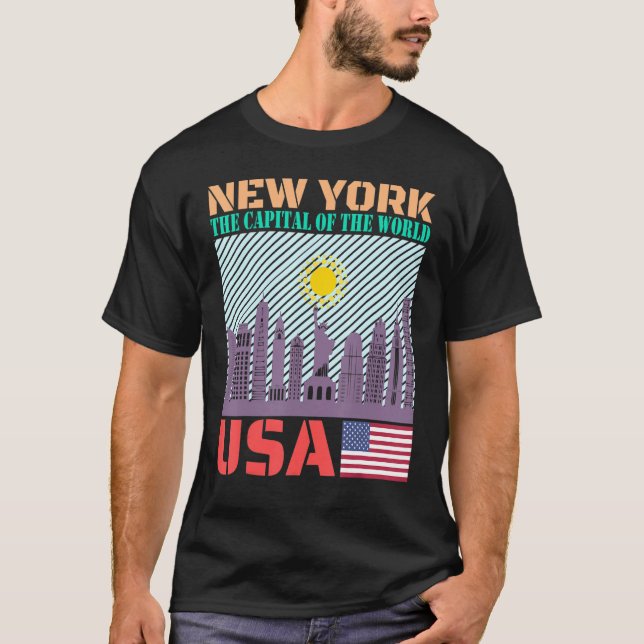 Camiseta Nova Iorque Skyline Country City Skyline Landmar (Frente)