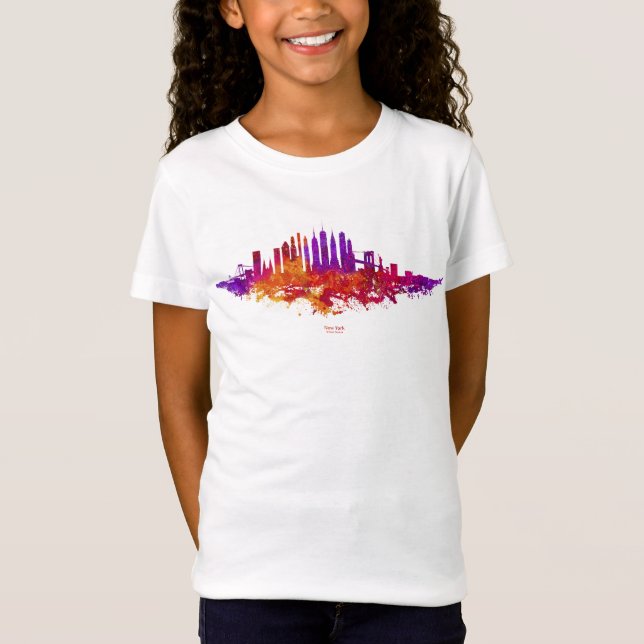 Camiseta Nova Iorque Skyline Watercolor em branco (Frente)