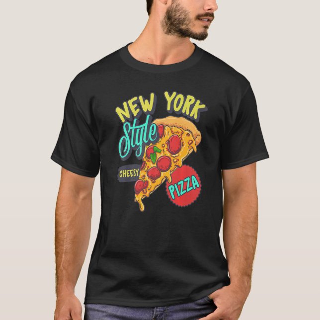 Camiseta Nova Iorque Style Pizza Cheesy Deliciosa crosta fi (Frente)