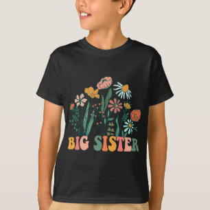 Camiseta Nova Irmã Mais Velha Wildflower Primeiro Aniversár