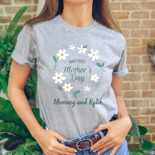 Camiseta Nova mãe Bebê e mamãe Primeira Dia de as mães