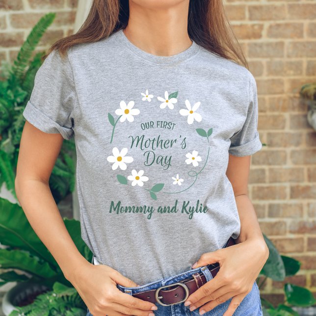 Camiseta Nova mãe Bebê e mamãe Primeira Dia de as mães (Criador carregado)