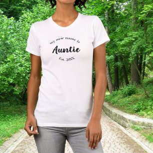 Camiseta Nova Nome Tia Tipografia Script
