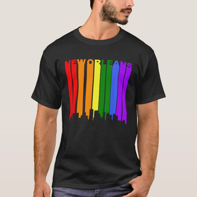 Camiseta Nova Orleans Louisiana LGBTQ Orgulho gay Rainbow S (Frente)