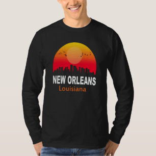 Camiseta Nova Orleans Louisiana Pôr do Sol Vintage Retro Ci
