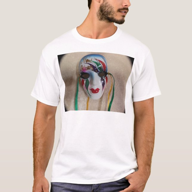 Camiseta Nova Orleans Mardi Gras Máscara (Frente)