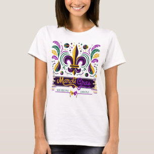 Camiseta Nova Orleans Mardi Gras verde-roxo