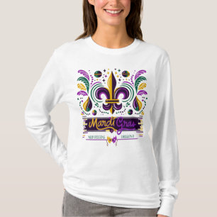 Camiseta Nova Orleans Mardi Gras verde-roxo