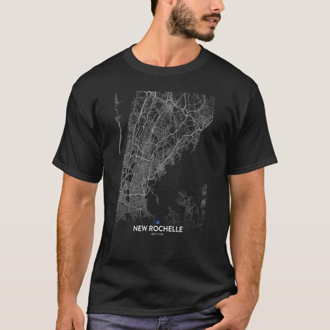 Camiseta nova rochelle Nova Iorque map Viagem souvenir hom (Frente)