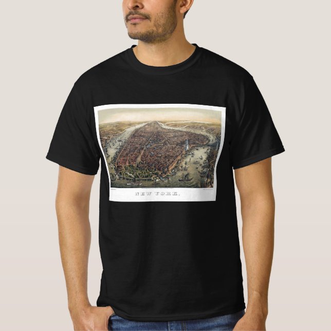 Camiseta Nova York Antiga, Manhattan, Ponte de Brooklyn (Frente)