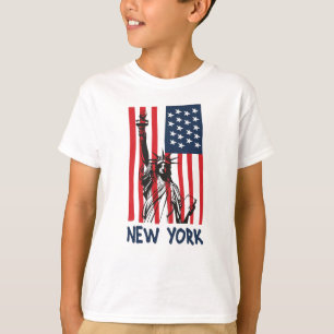 Camiseta Nova York Estátua da Liberdade dos EUA Bandeira