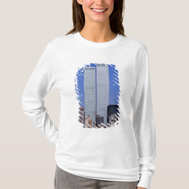 Camiseta Nova York, EUA. Torres gêmeas do famoso mundo (Frente)