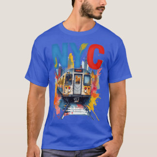 Camiseta Nova York Metrô NYC Metrôchuva estilo aquarela
