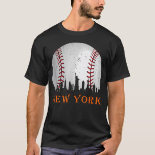 Camiseta Nova York Ny Silhueta do Baseball Vintage Met Em